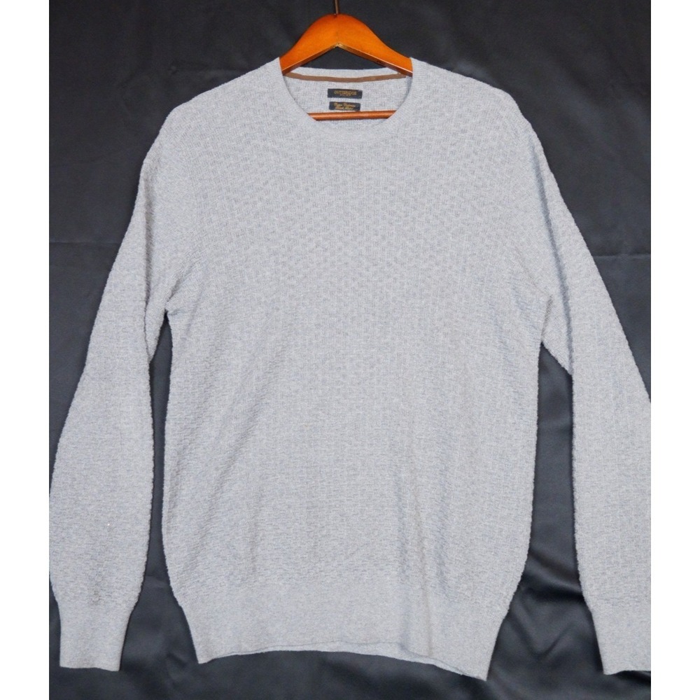 Gutteridge Sweater Men L Gray Cotton Cashmere Black Label Crewneck Textured Knit